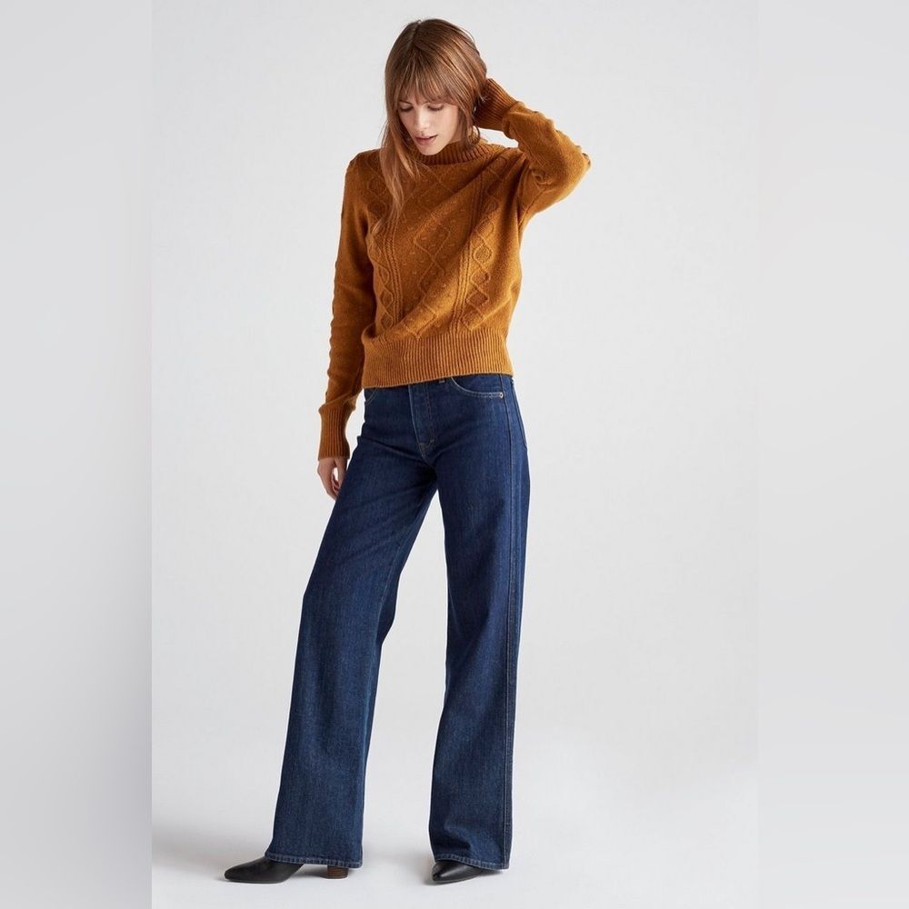 LUCKY BRAND Sweater Women's Small Mustard Yellow Pullover Fall Winter Cozy Knit